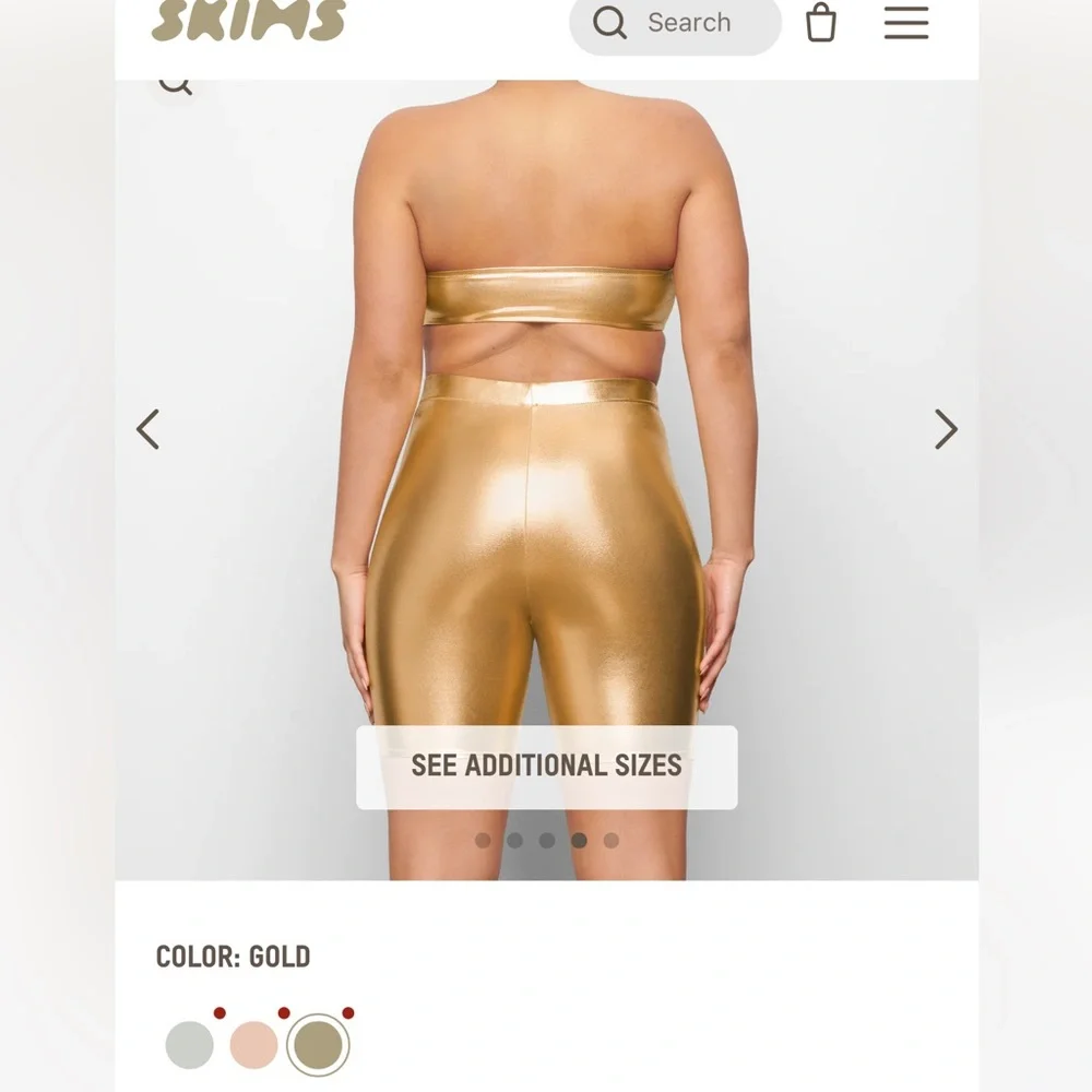 NWT-‎ METALLIC SWIM MID WAIST SHORT- Gold- size small
